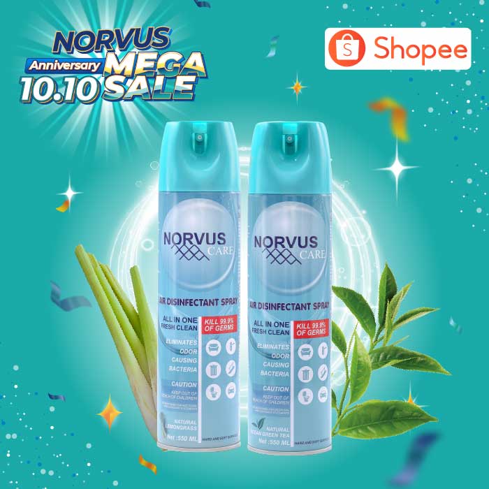 Bundling 2 pcs x 550ml Norvus Air Disinfectant Spray Lemongrass & Green Tea